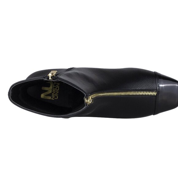 Cute Modern Womens Black Leather Ankle Metallic Heel Pointy Flat Boots - Picture 9 of 10